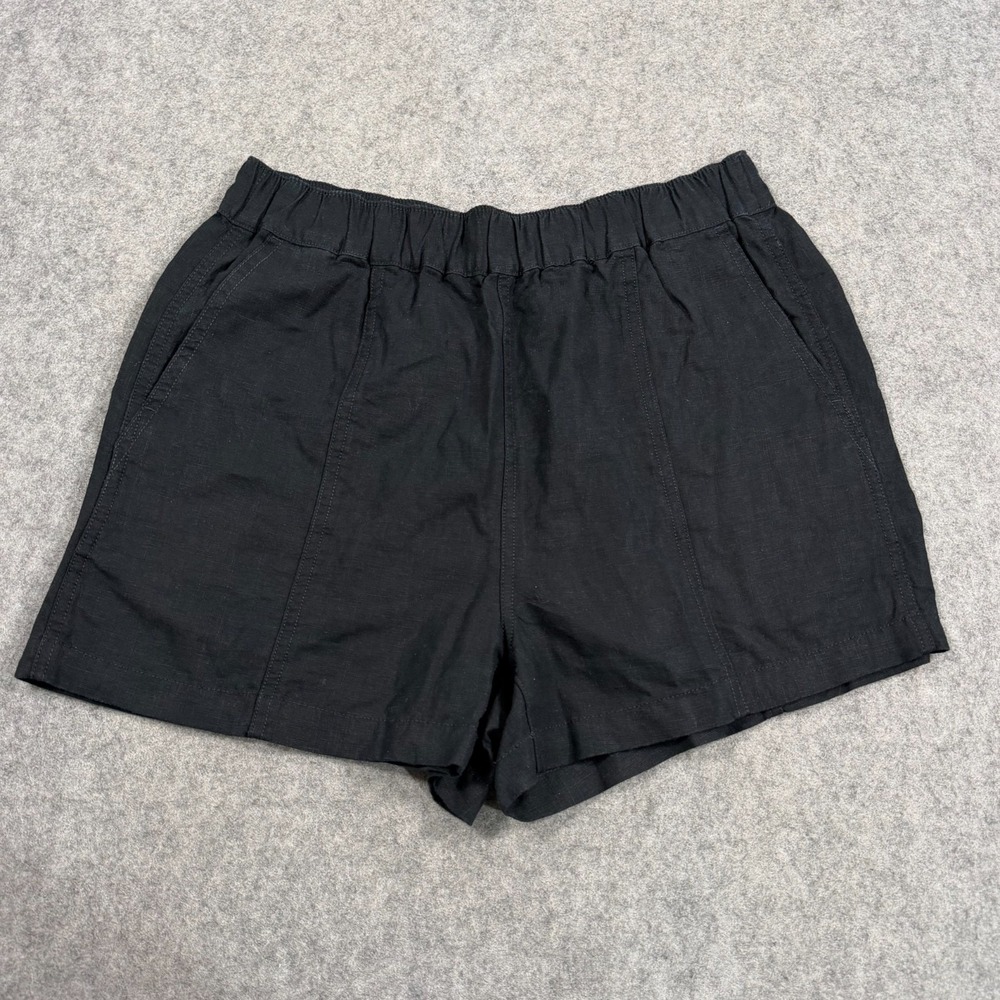 Madewell Black Linen Blend Pull-On The Easy Mini Shorts Women's Size Small
